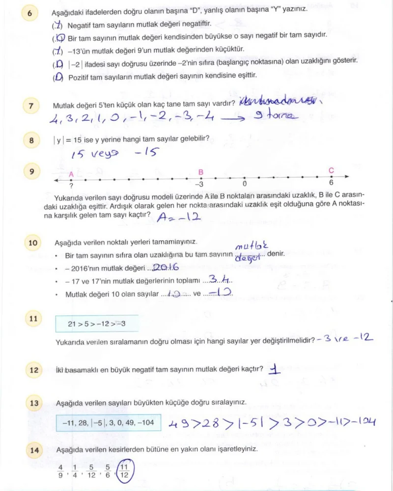 6. Sınıf Matematik Ders Kitabı Cevapları Öğün Yayınlar Sayfa 131 Çözüm Görseli