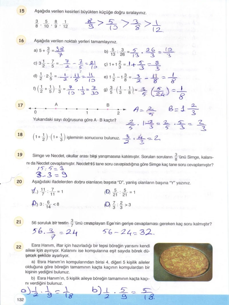 6. Sınıf Matematik Ders Kitabı Cevapları Öğün Yayınlar Sayfa 132 Çözüm Görseli