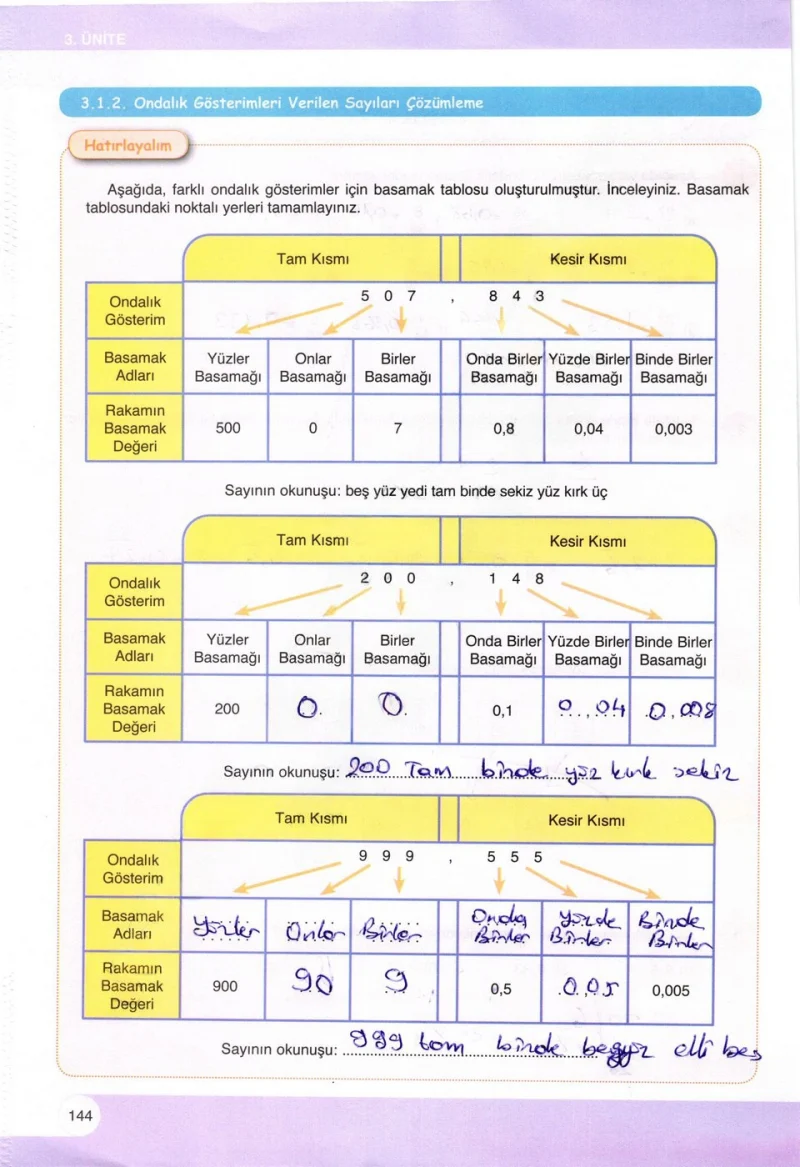 6. Sınıf Matematik Ders Kitabı Cevapları Öğün Yayınlar Sayfa 144 Çözüm Görseli