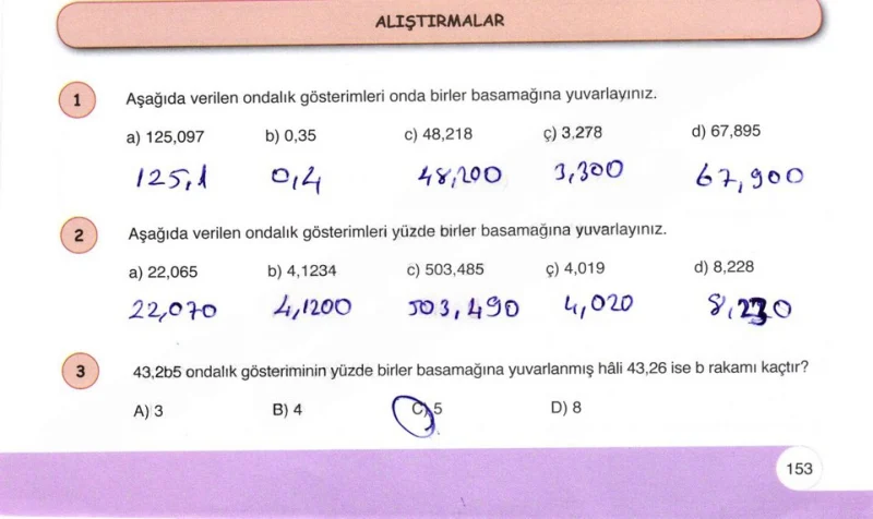 6. Sınıf Matematik Ders Kitabı Cevapları Öğün Yayınlar Sayfa 153 Çözüm Görseli