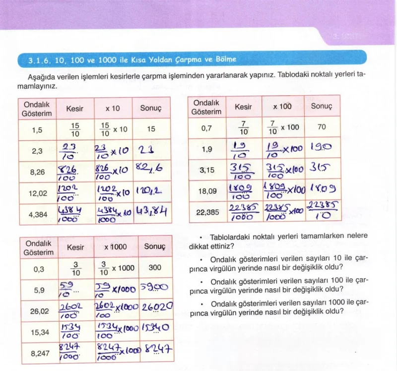 6. Sınıf Matematik Ders Kitabı Cevapları Öğün Yayınlar Sayfa 165 Çözüm Görseli