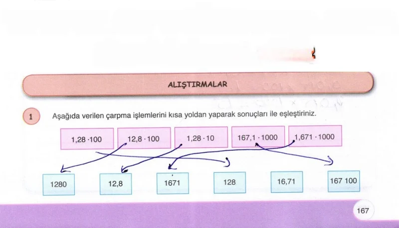 6. Sınıf Matematik Ders Kitabı Cevapları Öğün Yayınlar Sayfa 167 Çözüm Görseli