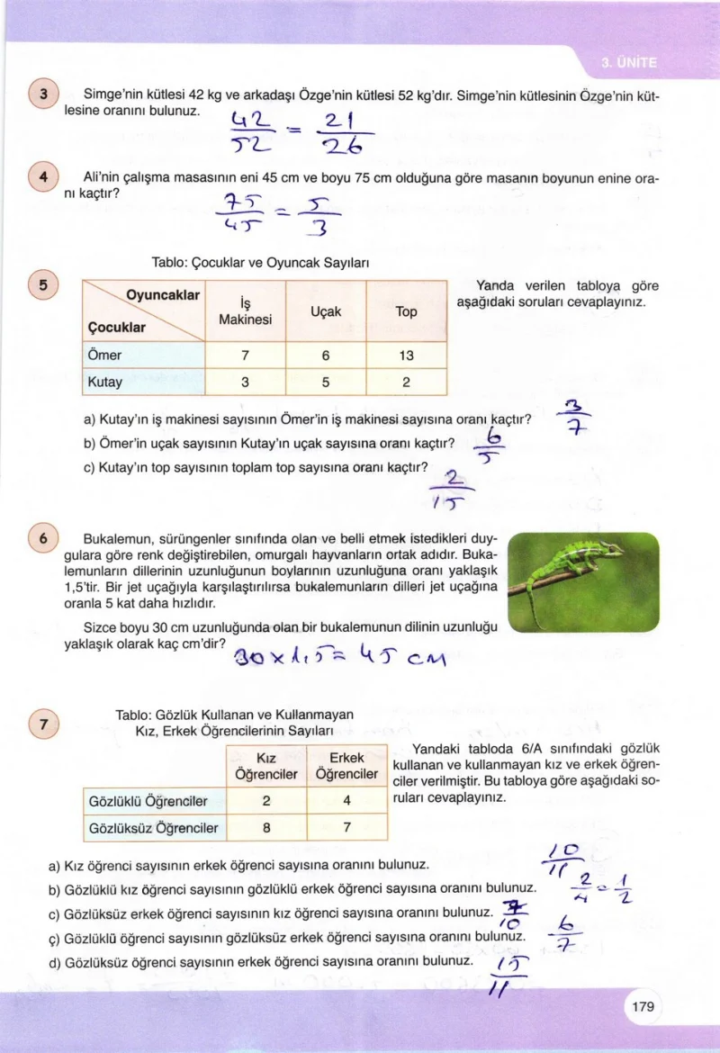 6. Sınıf Matematik Ders Kitabı Cevapları Öğün Yayınlar Sayfa 179 Çözüm Görseli