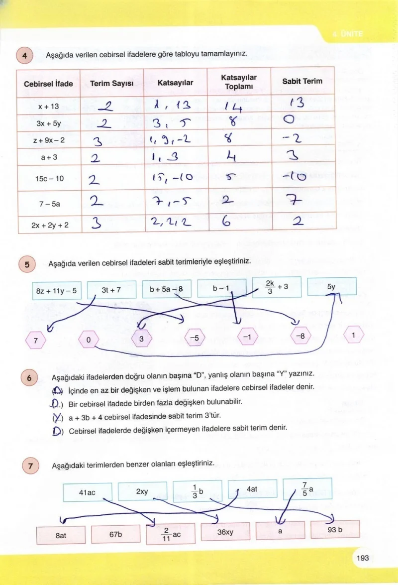 6. Sınıf Matematik Ders Kitabı Cevapları Öğün Yayınlar Sayfa 193 Çözüm Görseli