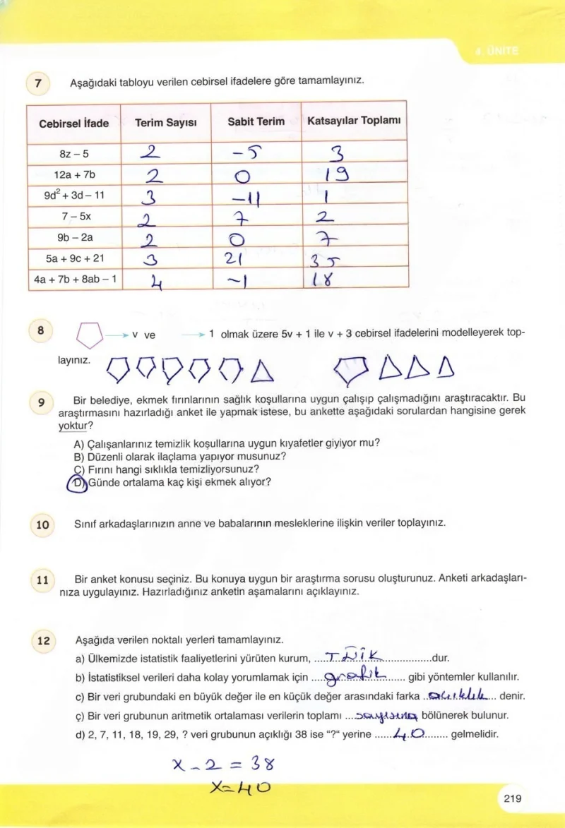 6. Sınıf Matematik Ders Kitabı Cevapları Öğün Yayınlar Sayfa 219 Çözüm Görseli