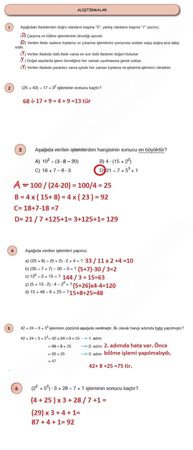 6. Sınıf Matematik Ders Kitabı Cevapları Öğün Yayınlar Sayfa 22 Çözüm Görseli