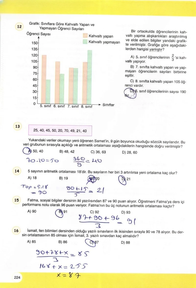 6. Sınıf Matematik Ders Kitabı Cevapları Öğün Yayınlar Sayfa 224 Çözüm Görseli