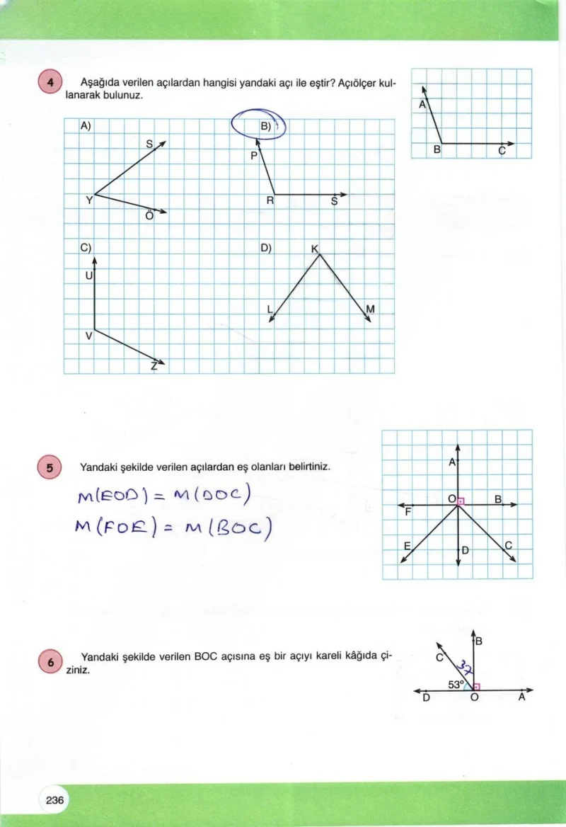 6. Sınıf Matematik Ders Kitabı Cevapları Öğün Yayınlar Sayfa 236 Çözüm Görseli