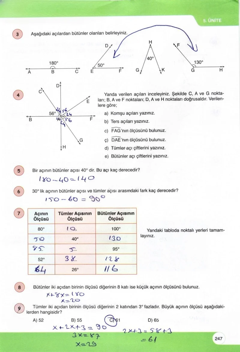 6. Sınıf Matematik Ders Kitabı Cevapları Öğün Yayınlar Sayfa 247 Çözüm Görseli
