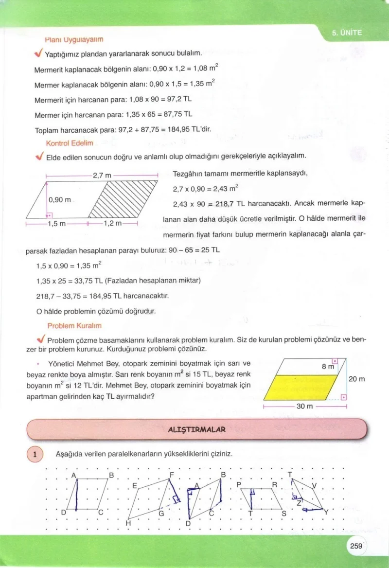 6. Sınıf Matematik Ders Kitabı Cevapları Öğün Yayınlar Sayfa 259 Çözüm Görseli