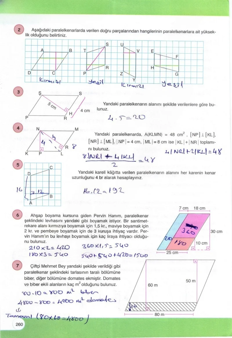 6. Sınıf Matematik Ders Kitabı Cevapları Öğün Yayınlar Sayfa 260 Çözüm Görseli