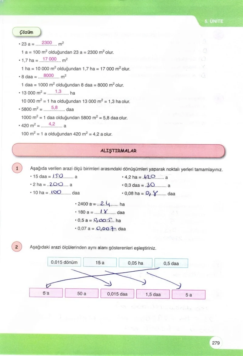 6. Sınıf Matematik Ders Kitabı Cevapları Öğün Yayınlar Sayfa 279 Çözüm Görseli