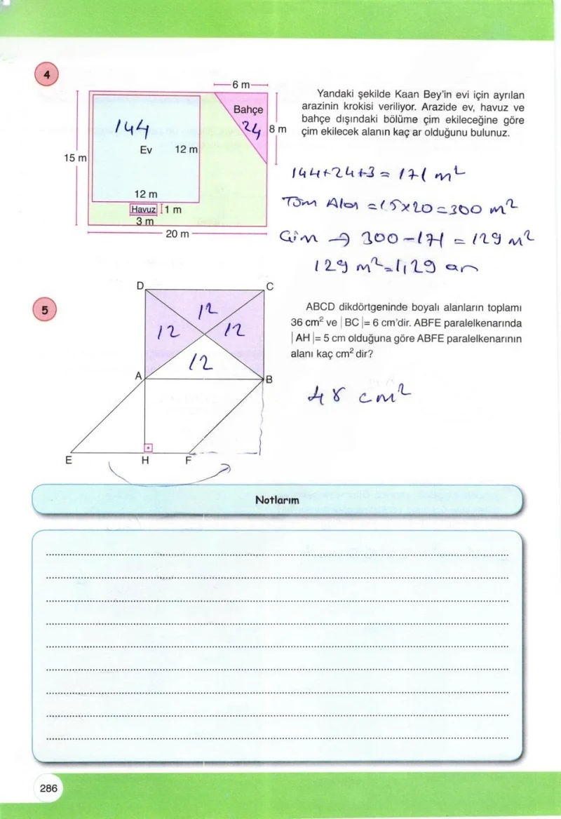 6. Sınıf Matematik Ders Kitabı Cevapları Öğün Yayınlar Sayfa 286 Çözüm Görseli