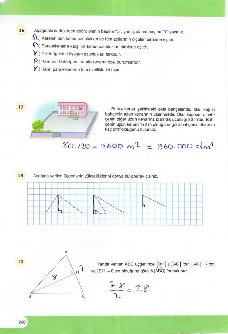 6. Sınıf Matematik Ders Kitabı Cevapları Öğün Yayınlar Sayfa 290 Çözüm Görseli