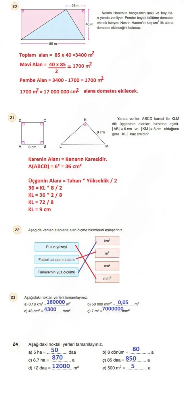 6. Sınıf Matematik Ders Kitabı Cevapları Öğün Yayınlar Sayfa 291 Çözüm Görseli