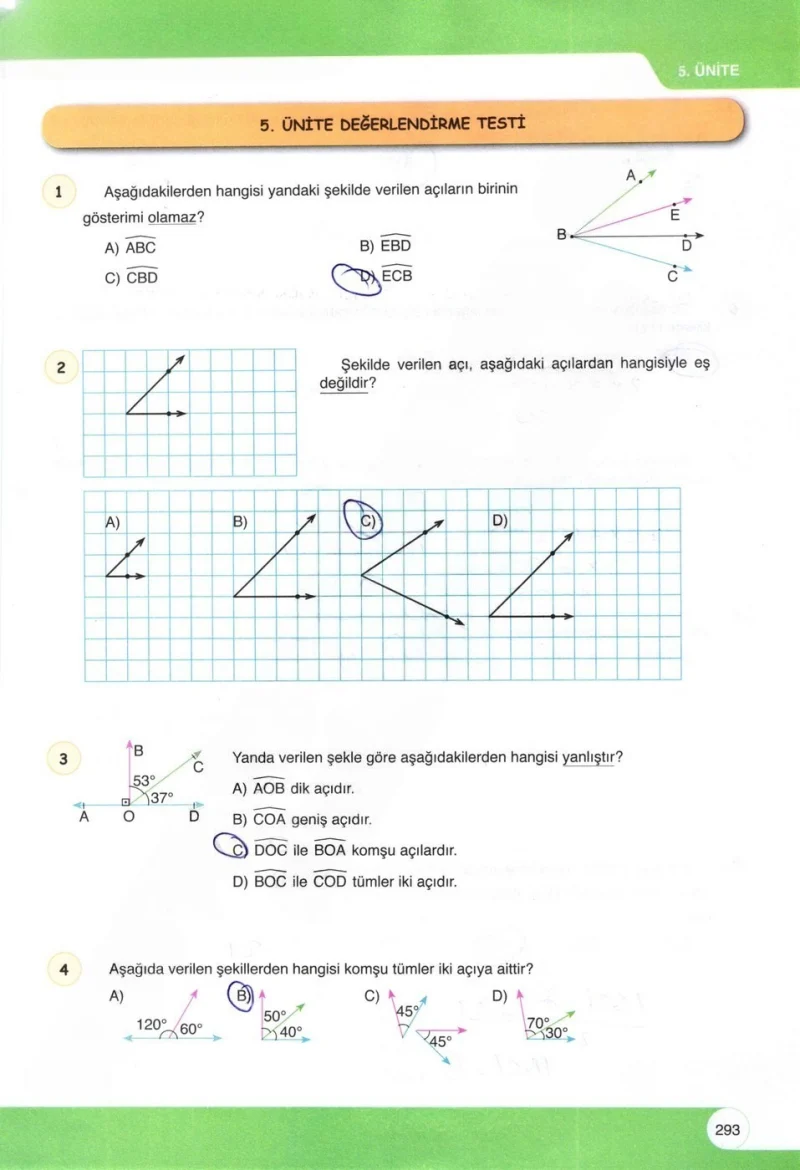 6. Sınıf Matematik Ders Kitabı Cevapları Öğün Yayınlar Sayfa 293 Çözüm Görseli