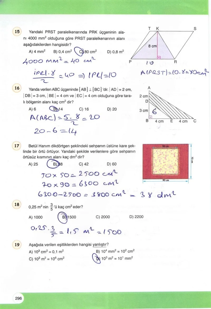 6. Sınıf Matematik Ders Kitabı Cevapları Öğün Yayınlar Sayfa 296 Çözüm Görseli
