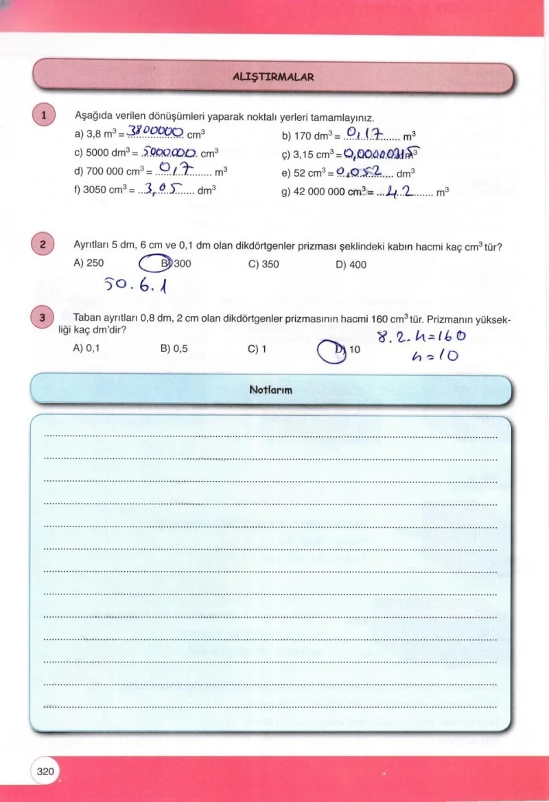 6. Sınıf Matematik Ders Kitabı Cevapları Öğün Yayınlar Sayfa 320 Çözüm Görseli
