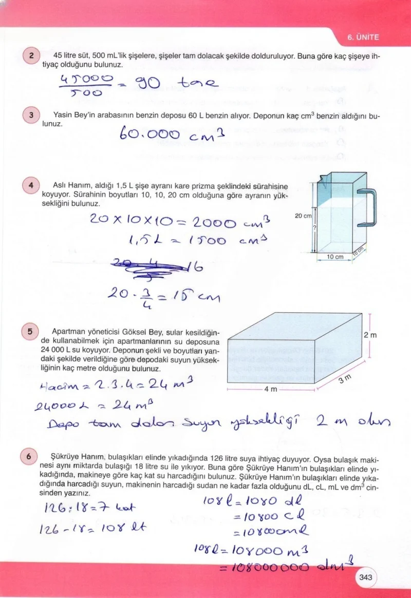 6. Sınıf Matematik Ders Kitabı Cevapları Öğün Yayınlar Sayfa 343 Çözüm Görseli