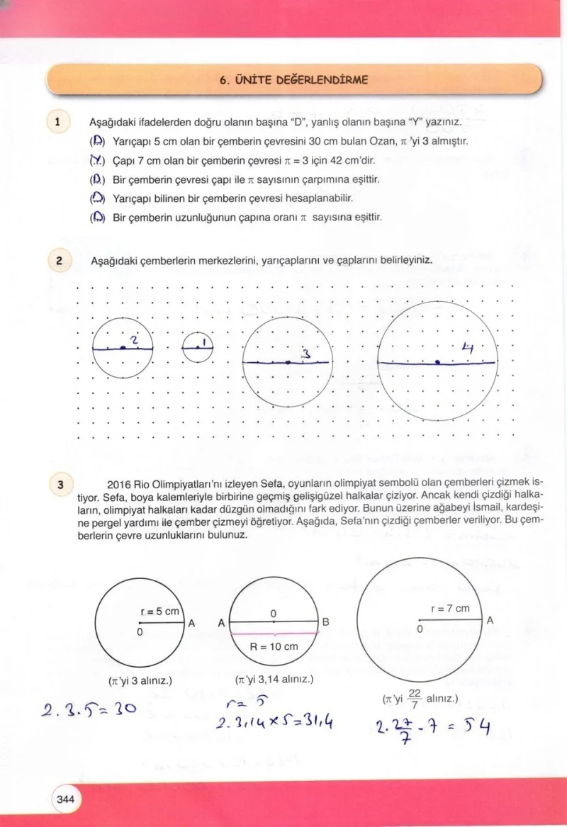 6. Sınıf Matematik Ders Kitabı Cevapları Öğün Yayınlar Sayfa 344 Çözüm Görseli