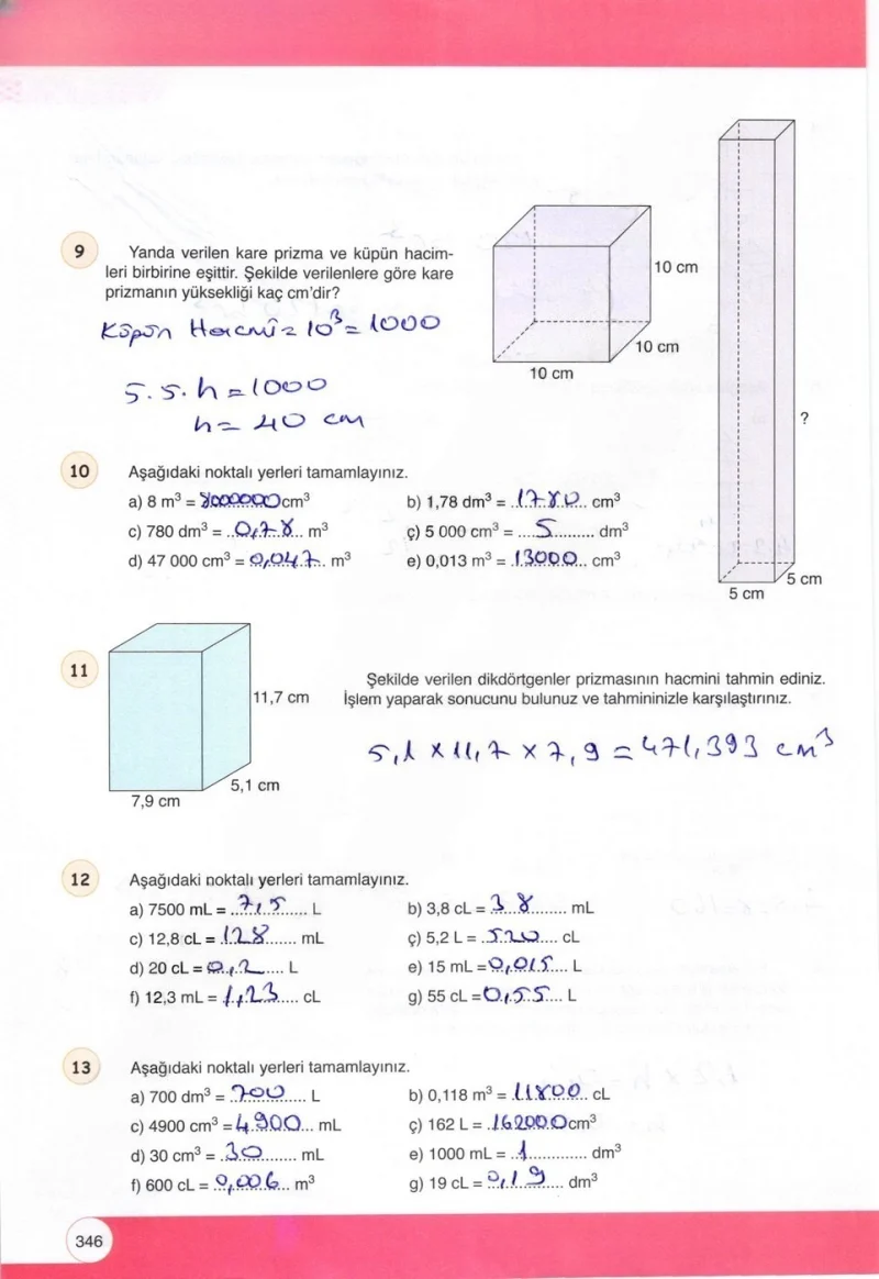 6. Sınıf Matematik Ders Kitabı Cevapları Öğün Yayınlar Sayfa 346 Çözüm Görseli