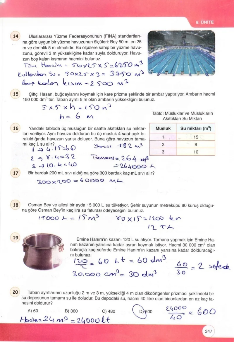6. Sınıf Matematik Ders Kitabı Cevapları Öğün Yayınlar Sayfa 347 Çözüm Görseli
