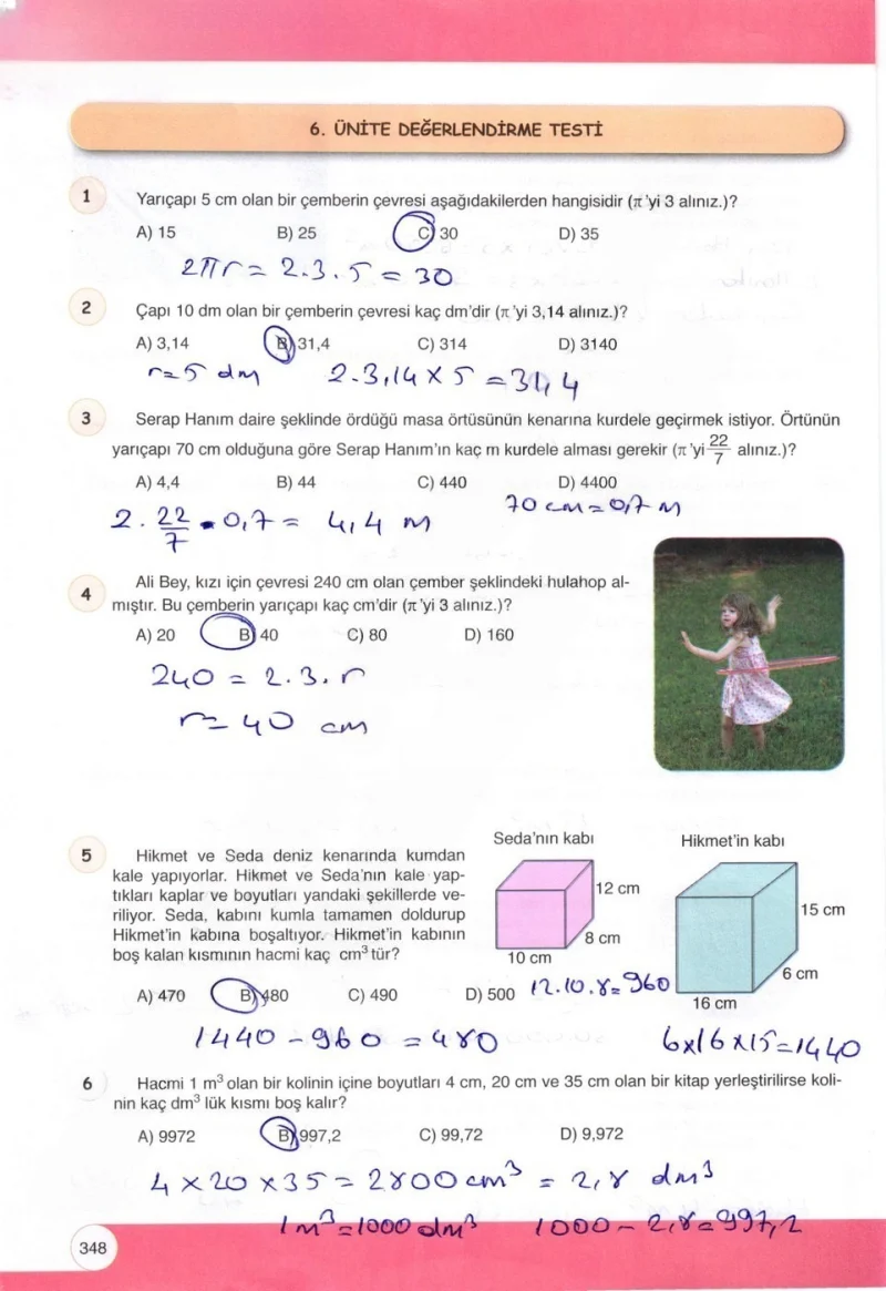 6. Sınıf Matematik Ders Kitabı Cevapları Öğün Yayınlar Sayfa 348 Çözüm Görseli