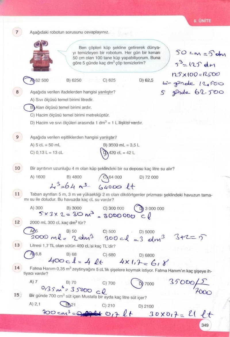 6. Sınıf Matematik Ders Kitabı Cevapları Öğün Yayınlar Sayfa 349 Çözüm Görseli