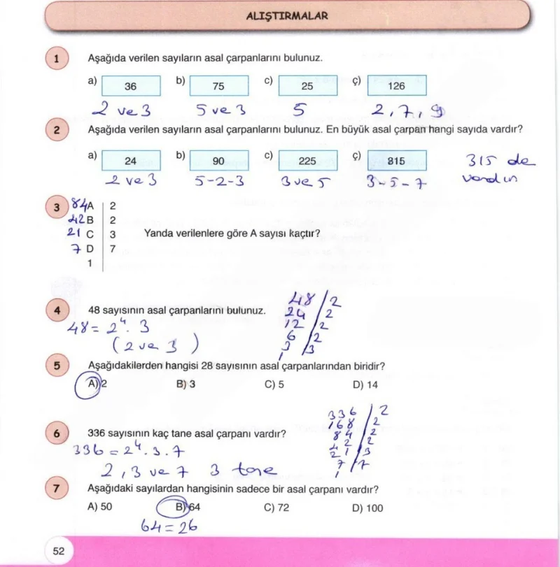 6. Sınıf Matematik Ders Kitabı Cevapları Öğün Yayınlar Sayfa 52 Çözüm Görseli