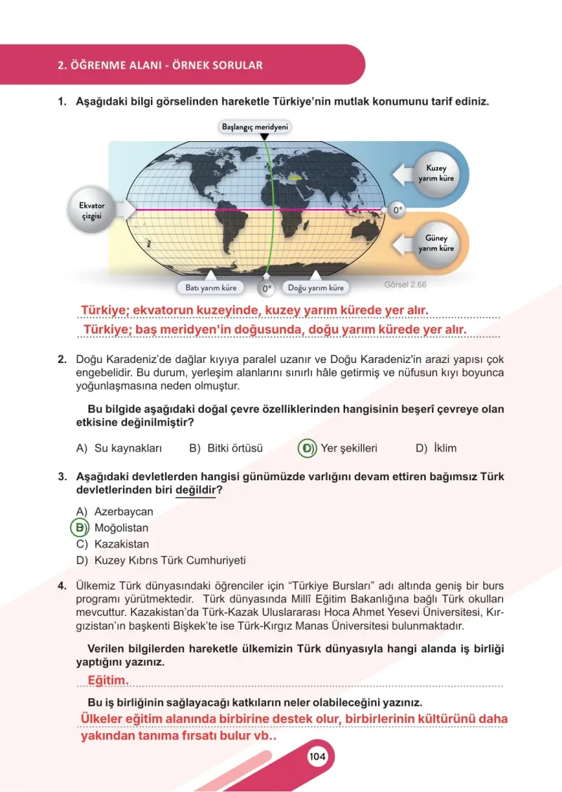 6. Sınıf Sosyal Bilgiler Ders Kitabı Cevapları Meb Yayınları 1. Kitap Sayfa 104 Çözüm Görseli