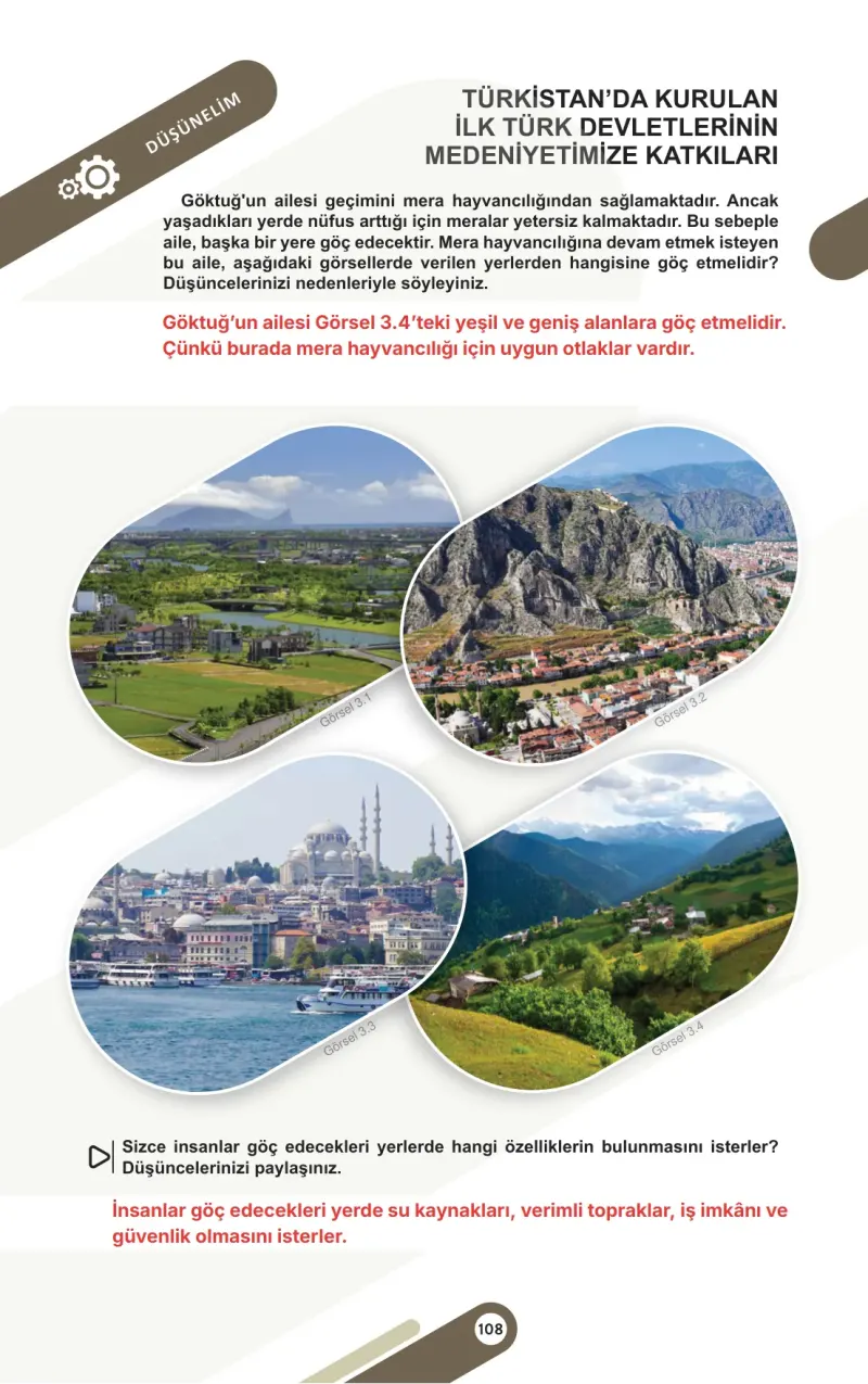 6. Sınıf Sosyal Bilgiler Ders Kitabı Cevapları Meb Yayınları 1. Kitap Sayfa 108 Çözüm Görseli