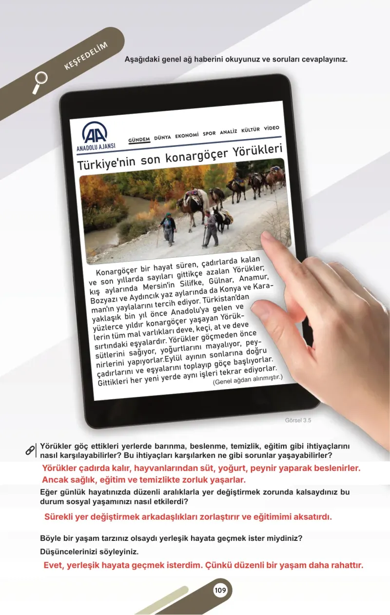 6. Sınıf Sosyal Bilgiler Ders Kitabı Cevapları Meb Yayınları 1. Kitap Sayfa 109 Çözüm Görseli