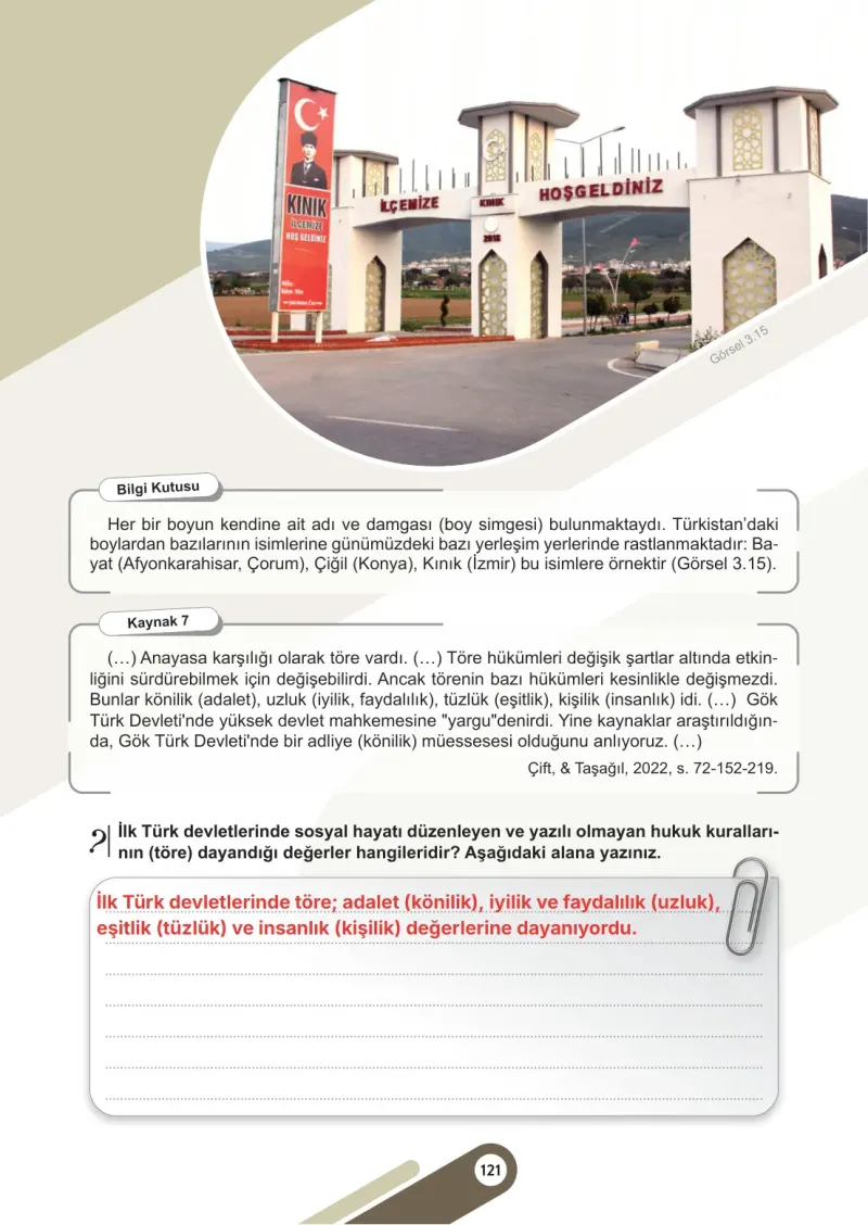 6. Sınıf Sosyal Bilgiler Ders Kitabı Cevapları Meb Yayınları 1. Kitap Sayfa 121 Çözüm Görseli