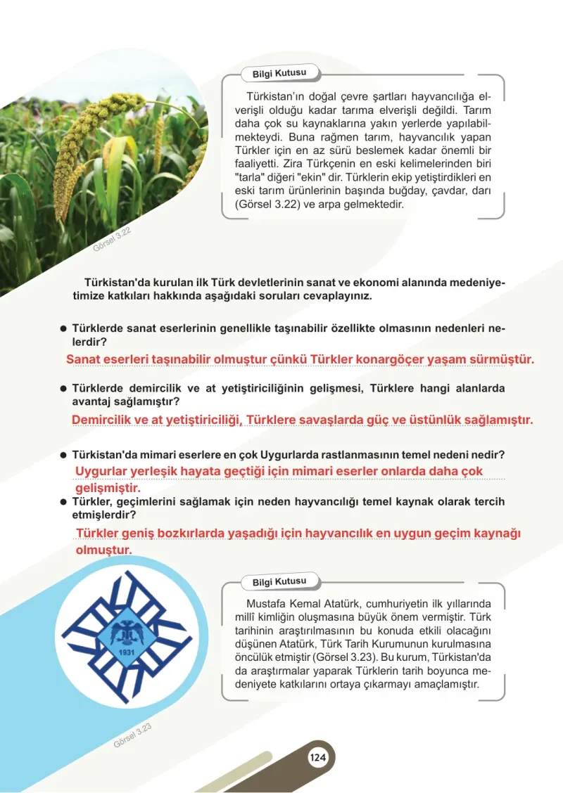6. Sınıf Sosyal Bilgiler Ders Kitabı Cevapları Meb Yayınları 1. Kitap Sayfa 124 Çözüm Görseli