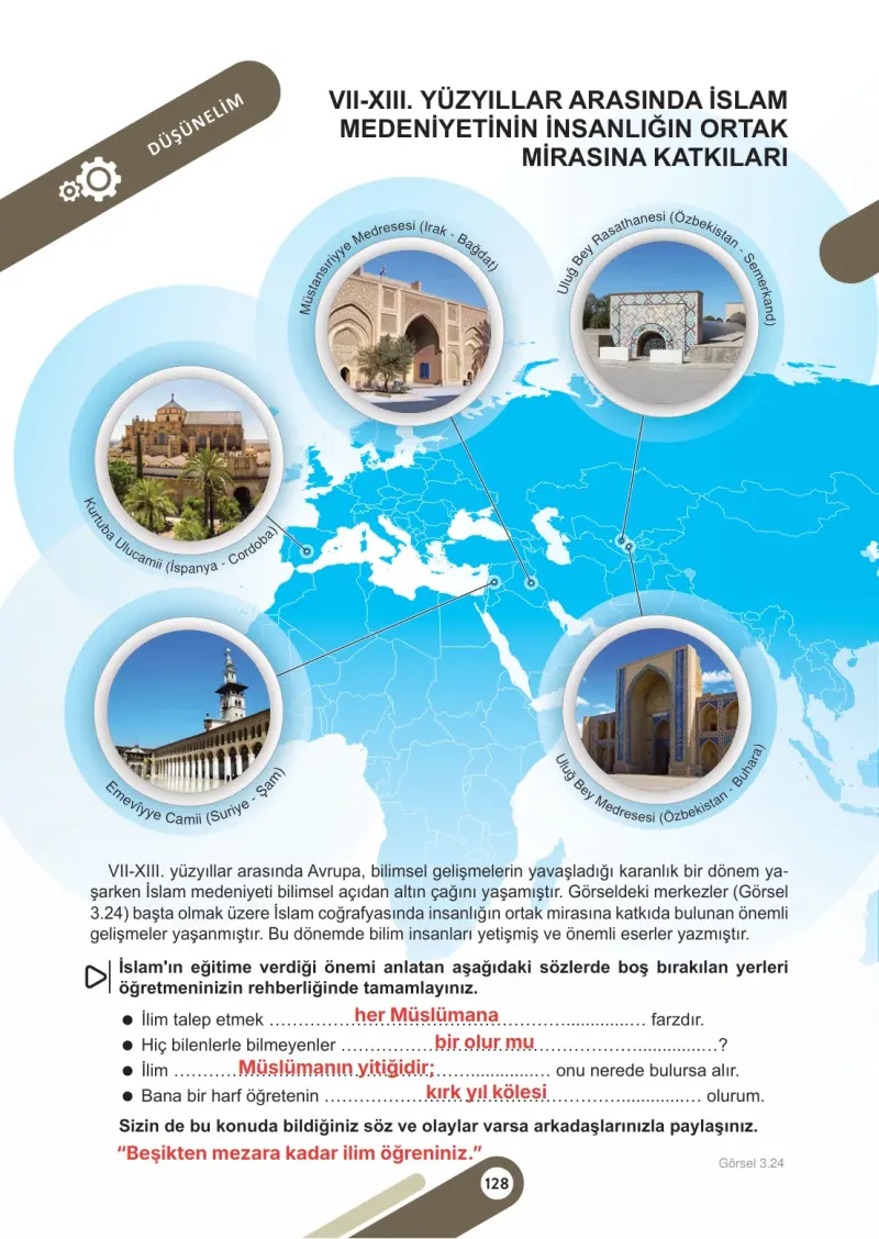 6. Sınıf Sosyal Bilgiler Ders Kitabı Cevapları Meb Yayınları 1. Kitap Sayfa 128 Çözüm Görseli