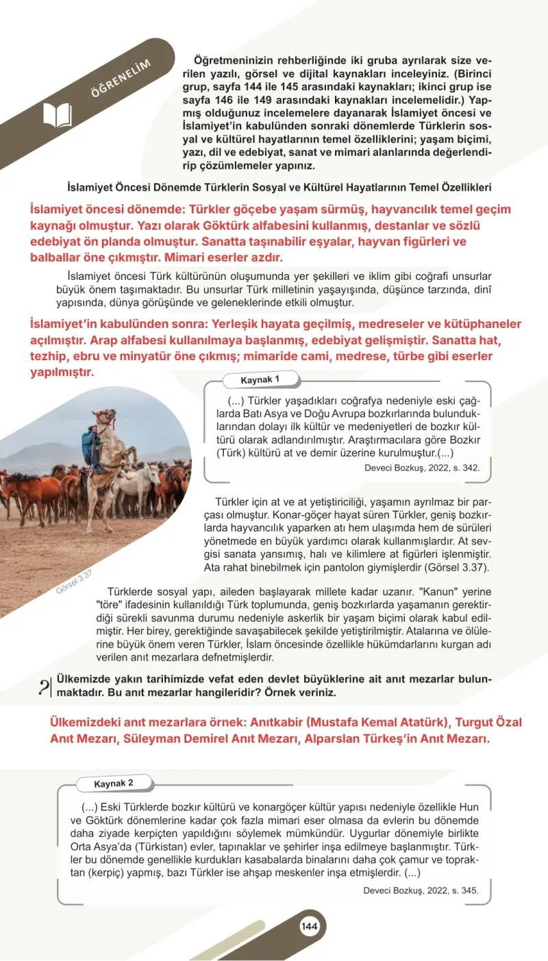 6. Sınıf Sosyal Bilgiler Ders Kitabı Cevapları Meb Yayınları 1. Kitap Sayfa 144 Çözüm Görseli