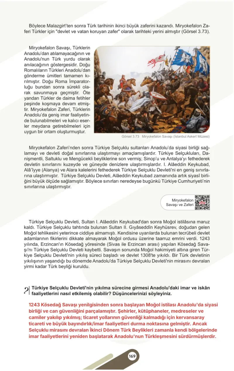 6. Sınıf Sosyal Bilgiler Ders Kitabı Cevapları Meb Yayınları 1. Kitap Sayfa 169 Çözüm Görseli