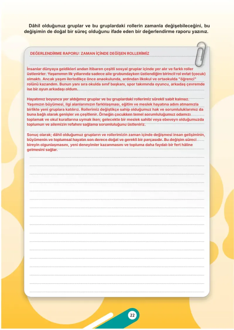 6. Sınıf Sosyal Bilgiler Ders Kitabı Cevapları Meb Yayınları 1. Kitap Sayfa 22 Çözüm Görseli