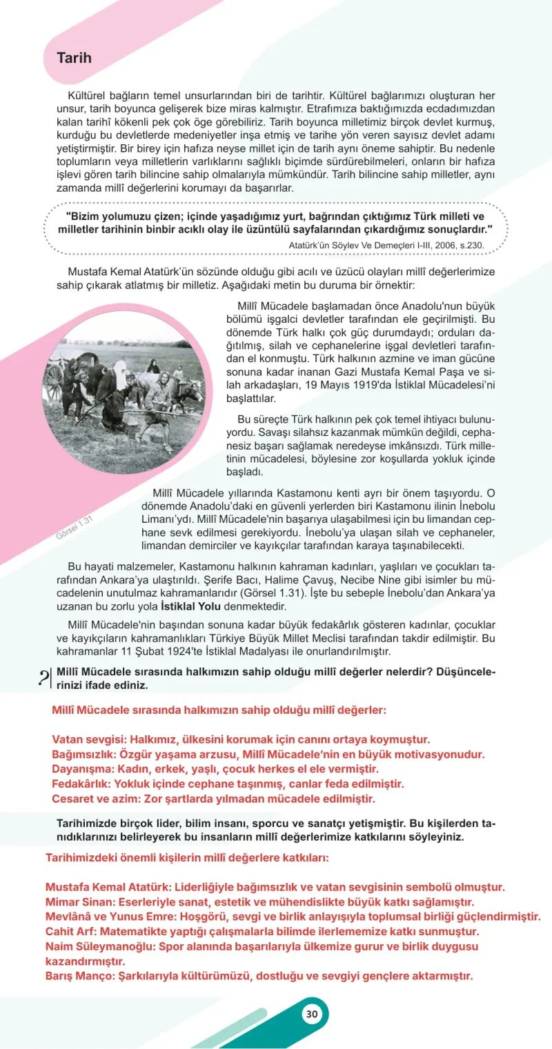 6. Sınıf Sosyal Bilgiler Ders Kitabı Cevapları Meb Yayınları 1. Kitap Sayfa 30 Çözüm Görseli