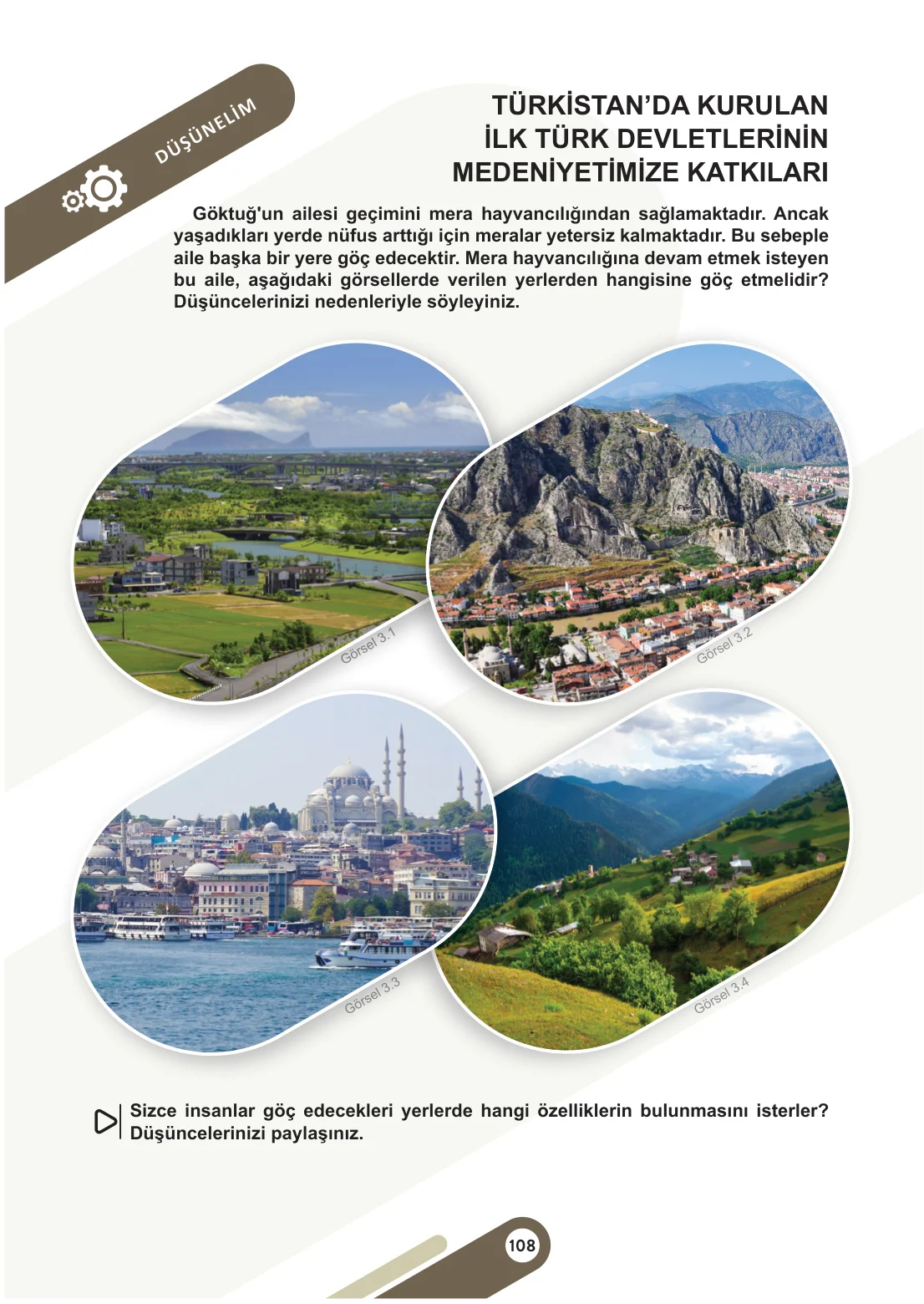 6. Sınıf Sosyal Bilgiler Ders Kitabı Cevapları Meb Yayınları 1. Kitap Sayfa 108