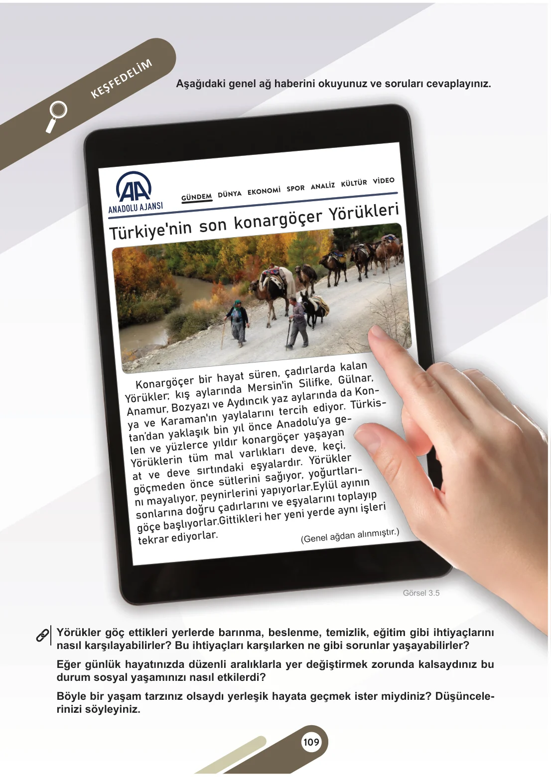 6. Sınıf Sosyal Bilgiler Ders Kitabı Cevapları Meb Yayınları 1. Kitap Sayfa 109