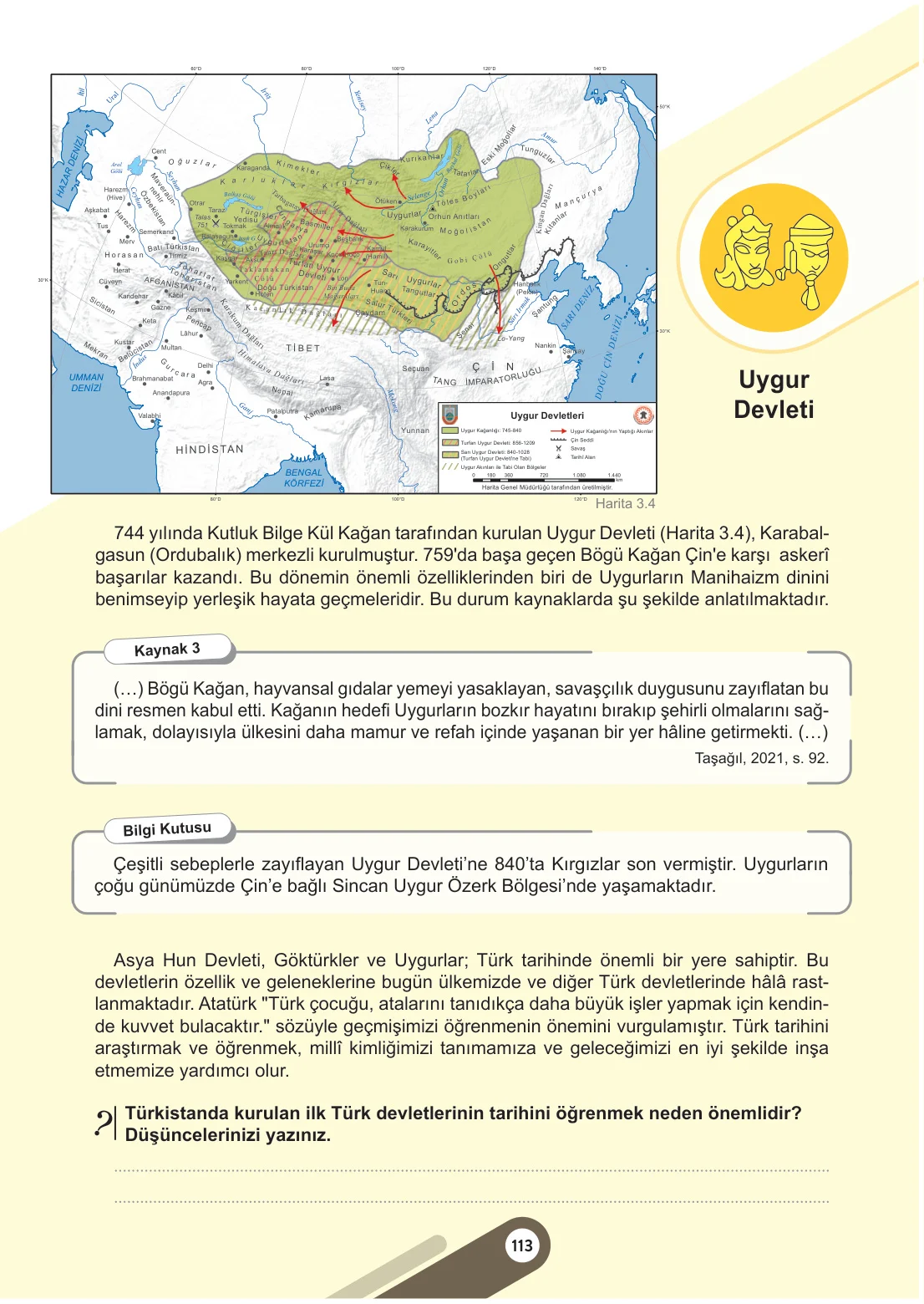 6. Sınıf Sosyal Bilgiler Ders Kitabı Cevapları Meb Yayınları 1. Kitap Sayfa 113
