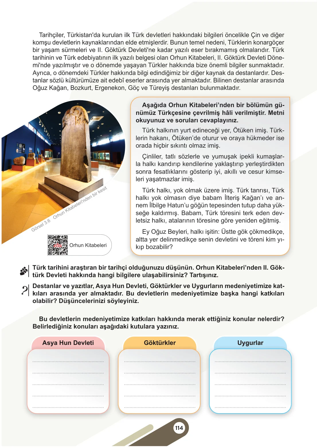 6. Sınıf Sosyal Bilgiler Ders Kitabı Cevapları Meb Yayınları 1. Kitap Sayfa 114