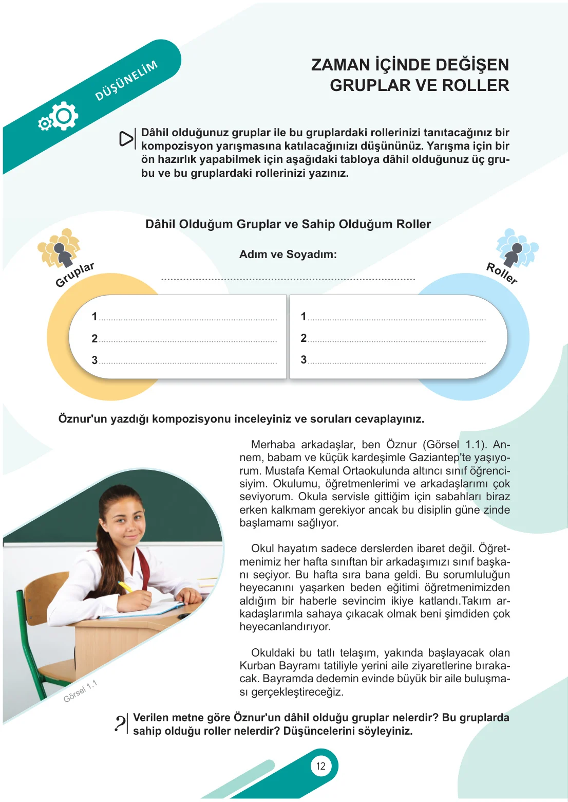 6. Sınıf Sosyal Bilgiler Ders Kitabı Cevapları Meb Yayınları 1. Kitap Sayfa 12