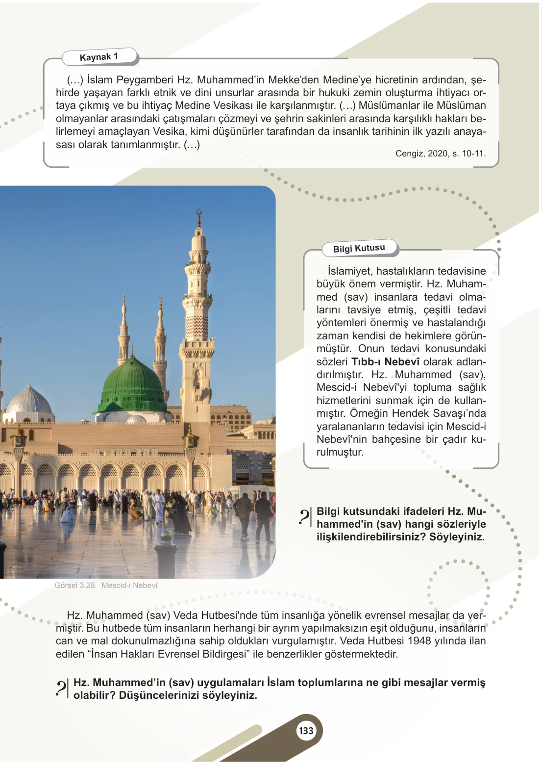 6. Sınıf Sosyal Bilgiler Ders Kitabı Cevapları Meb Yayınları 1. Kitap Sayfa 133