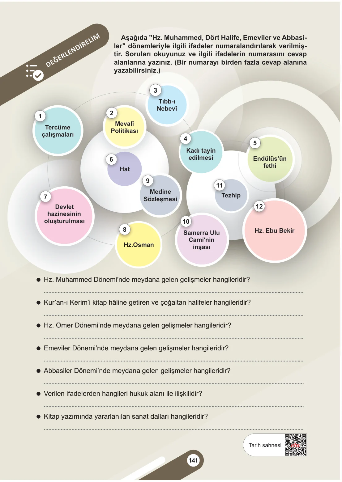 6. Sınıf Sosyal Bilgiler Ders Kitabı Cevapları Meb Yayınları 1. Kitap Sayfa 141