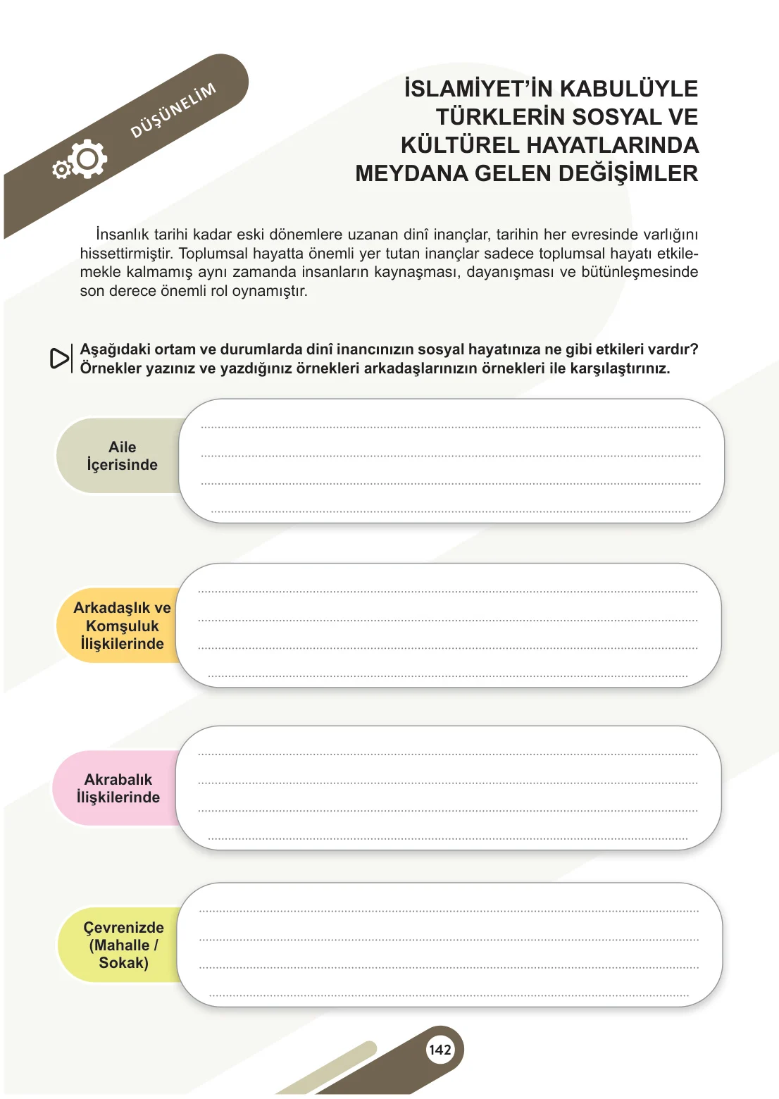 6. Sınıf Sosyal Bilgiler Ders Kitabı Cevapları Meb Yayınları 1. Kitap Sayfa 142