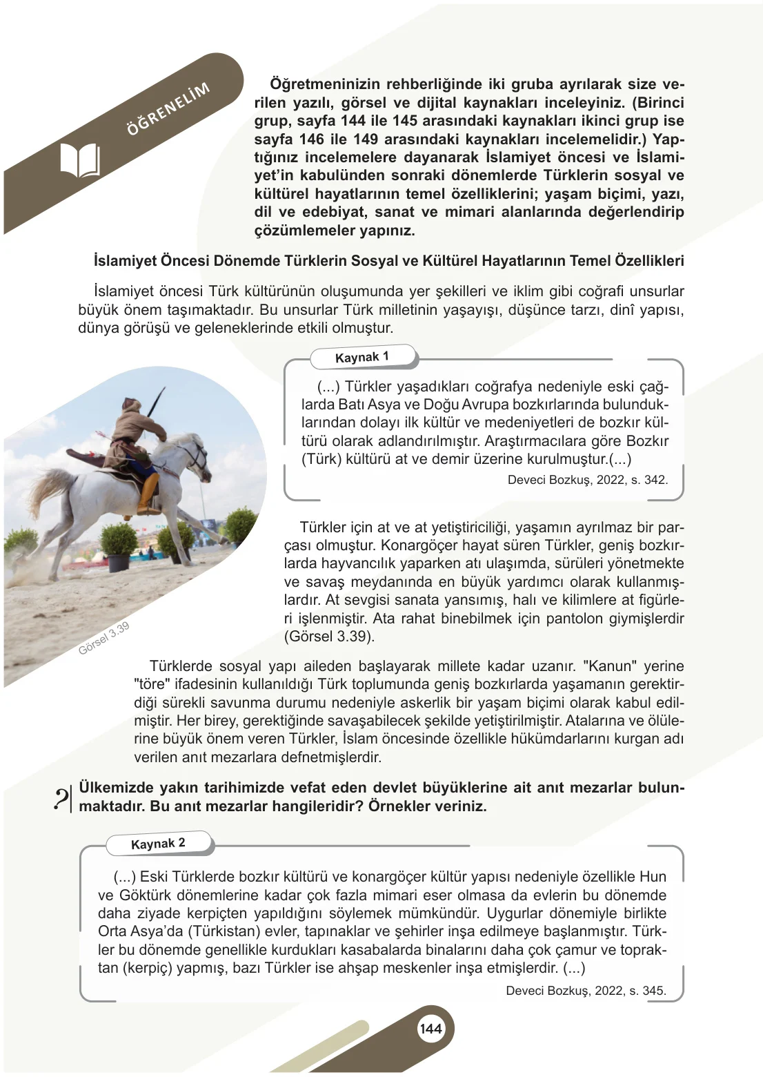 6. Sınıf Sosyal Bilgiler Ders Kitabı Cevapları Meb Yayınları 1. Kitap Sayfa 144