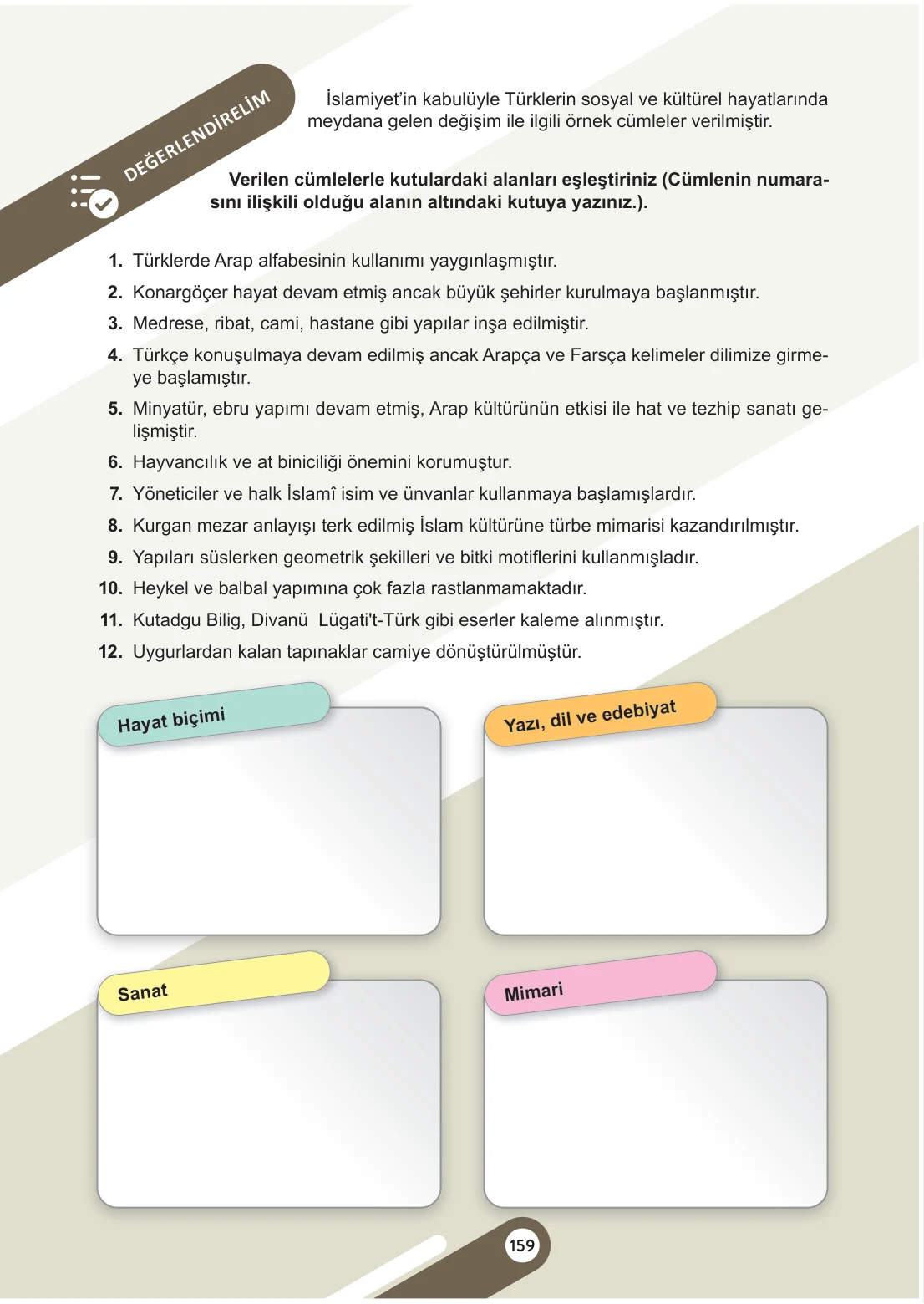 6. Sınıf Sosyal Bilgiler Ders Kitabı Cevapları Meb Yayınları 1. Kitap Sayfa 159