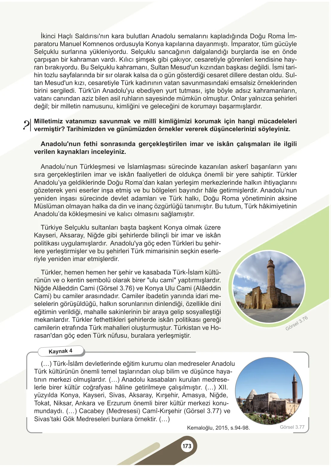 6. Sınıf Sosyal Bilgiler Ders Kitabı Cevapları Meb Yayınları 1. Kitap Sayfa 173